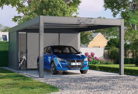 Carport de voiture en alu Rénoval comme espace de rangement