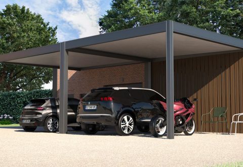 Carport double XXL en aluminium Rénoval