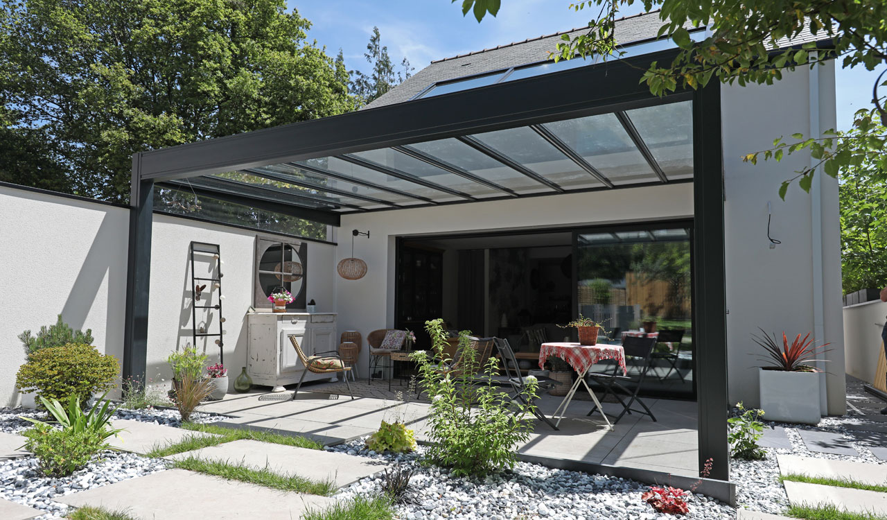 Pergola toiture fixe vitrée Rénoval